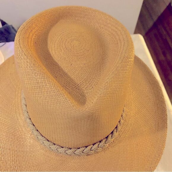 Dorman Straw Fedora Panama Hat Tan & Hatband Sz 7-7 1/8 USA Gorgeous - Picture 2 of 8